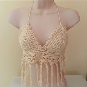 Handmade Crochet Crop Top w/ Fringy